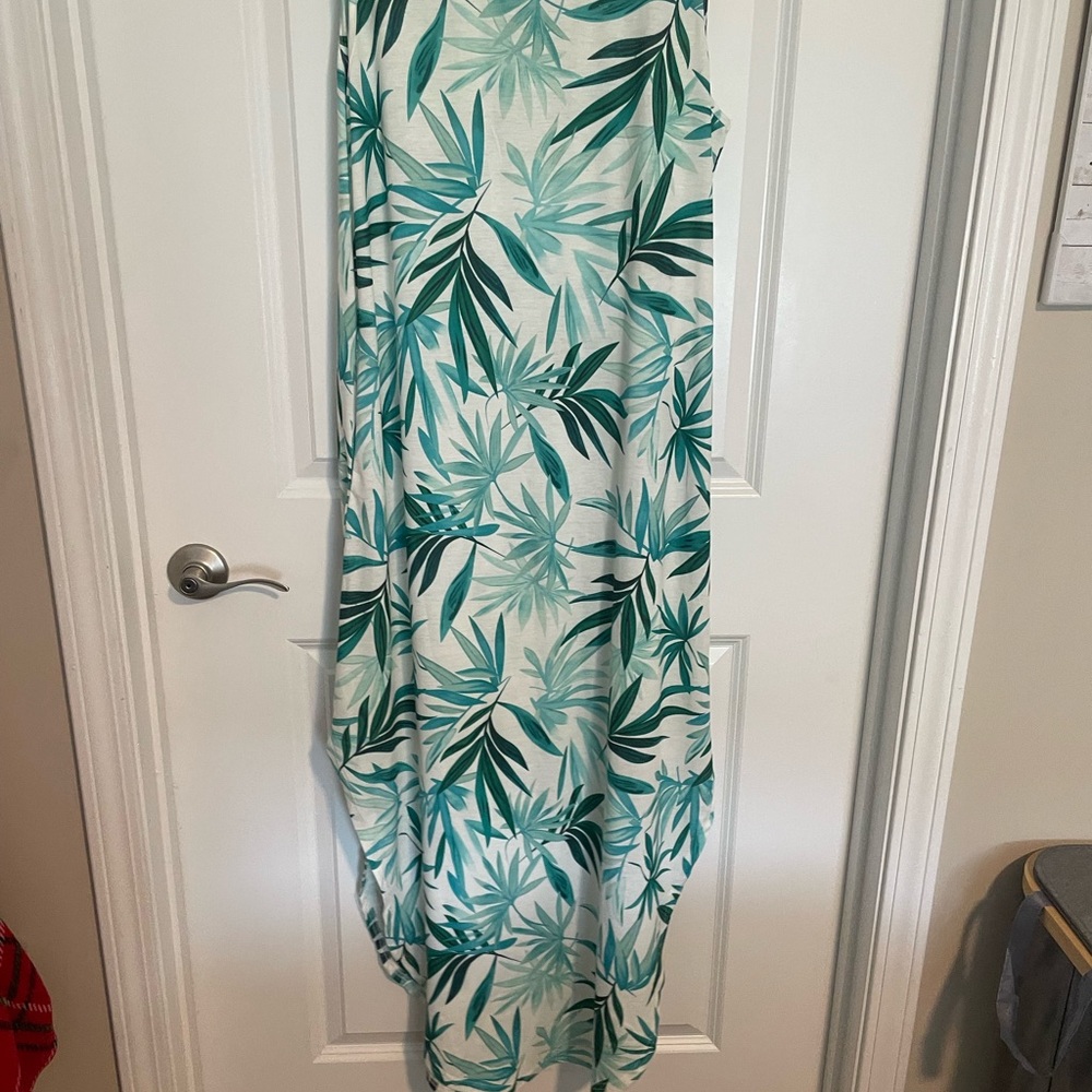 Leaf Patterned Green Maxi Skirt